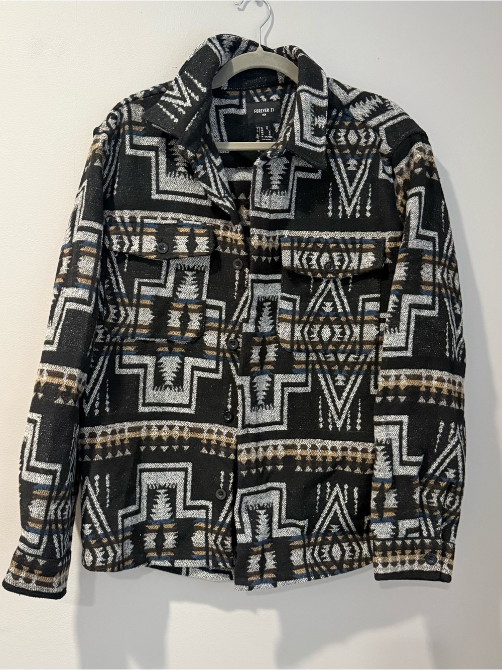 Men’s Forever 21 Black Aztec Shacket